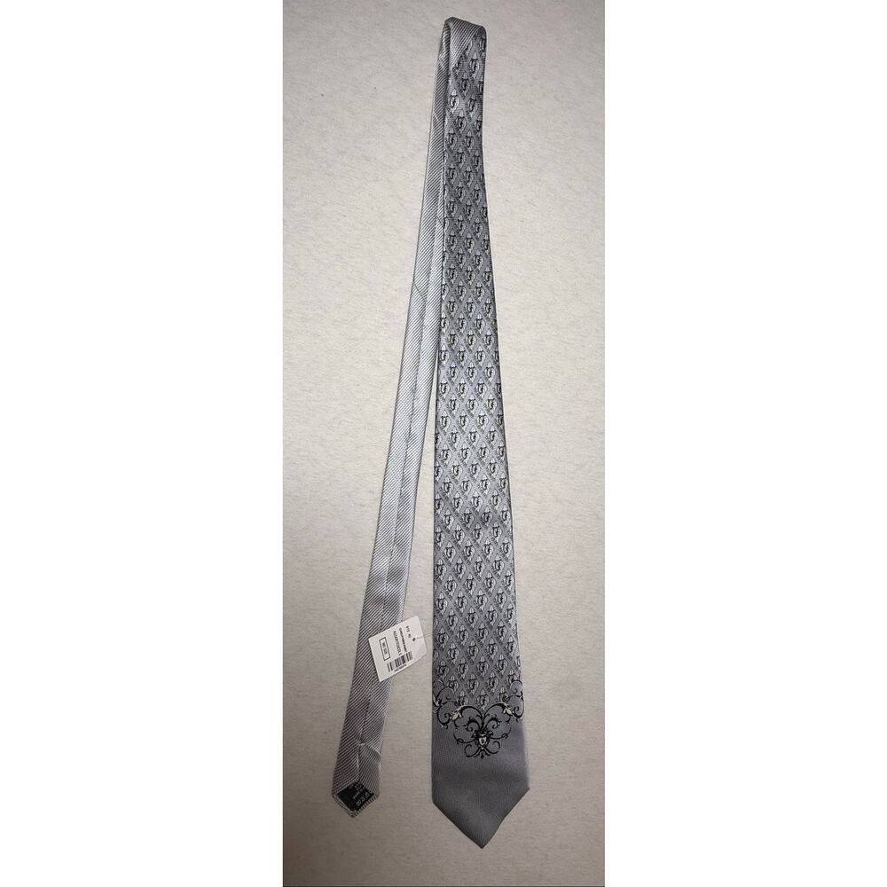 Authentic VERSACE Vintage Silver Silk Tie Medusa Baroque Motif Made in Italy
NWT